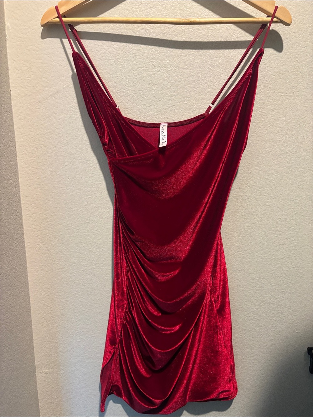 Red Satin Cowl Neck Slip Dress